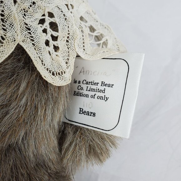 Vintage Plush Teddy Bear With Lace Collar Deri Cartier 13" - Picture 8 of 10